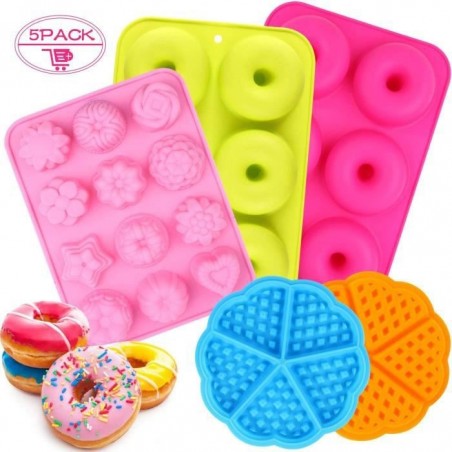 Moule Pancake à gâteau en silicone magique antiadhésif 5 pices pour biscuits,savon convient au lave-vaisselle four, micro-ondes