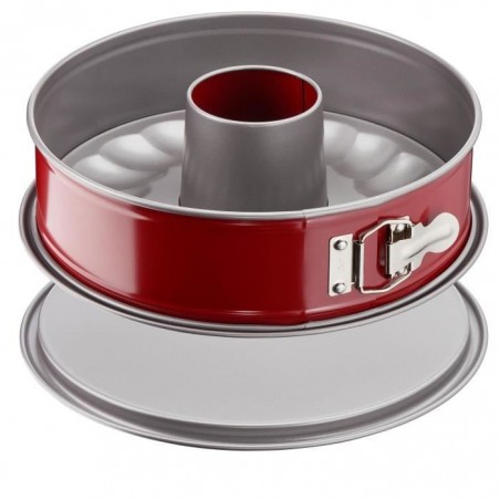 TEFAL Moule à savarin Delibake en acier - 19 cm - Rouge et gris - Avec charnire