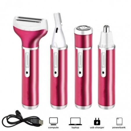 Epilateur Rasoir Electrique Femme Tondeuse 4 en 1 femmes Bikini rasoir nez sourcil tondeuse,Violet
