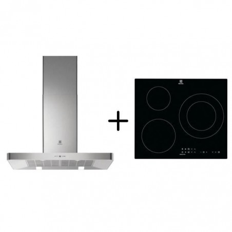 ELECTROLUX EFB90463OX - Hotte décorative murale - Hotte pilotée par la table - Inox + CIT60331CK - Table induction- Pack