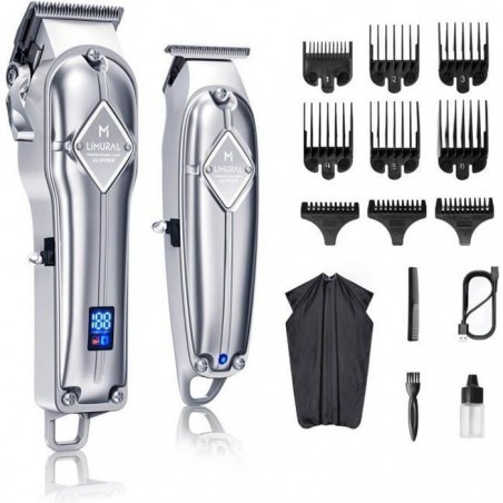 Tondeuse Cheveux Professionnelle Tondeuse Barbe Electrique avec Ecran LED Sans Fil Rechargeable avec 9 Sabots pour Enfants