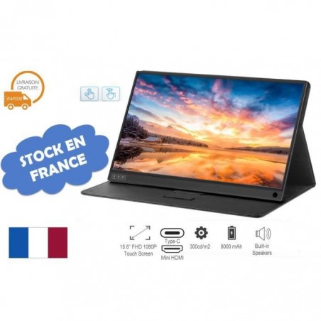 DWO EUROPE Moniteur portable Écran tactile 15,6 USB C FHD 1080P avec écran HDMI IPS HDR Écran d'ordinateur Batterie intégrée