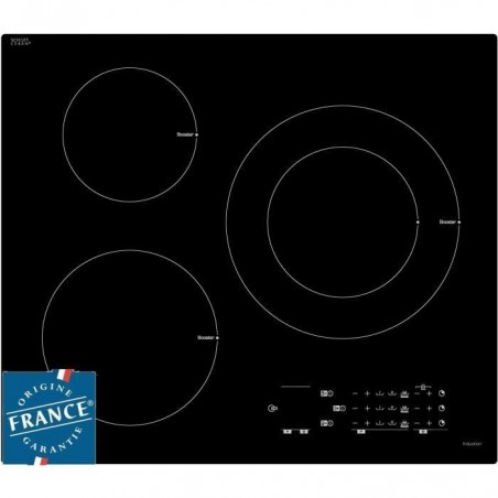 SAUTER SPI5361B Plaque de cuisson induction - 3 zones - 7200W - L60 x P52cm - Revêtement verre - Noir