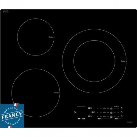 SAUTER SPI4361B - Table de cuisson induction - 3 zones - 7200W - L60 x P52cm - Revêtement verre - Noir