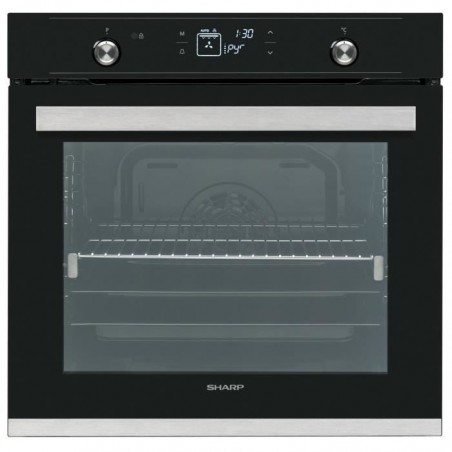 SHARP K71V28BM2 - Four électrique encastrable - 78 L - Pyrolyse - Chaleur tournante - Porte froide - Classe A - Noir