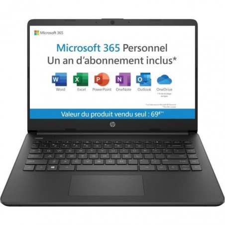 HP 14s-dq0045nf - PC Portable 14 HD - Intel celeron - 4 Go - Stockage 64 Go - Windows 10 - Office 365 Licence 1 an - AZERTY