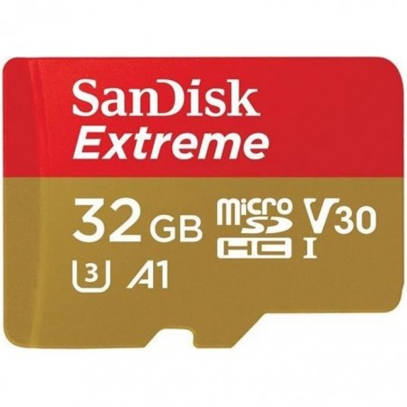 Carte Mémoire microSDHC SanDisk Extreme 32 Go + Adaptateur SD jusqu'à 100 Mo-s, Classe 10, U3, V30, A1