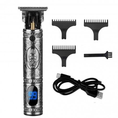 Tondeuse Cheveux Hommes Sans Fil Rasoir Barbe Kit,Écran à LED, Rechargeable (argenté) Avec 3 Peignes de Guidage