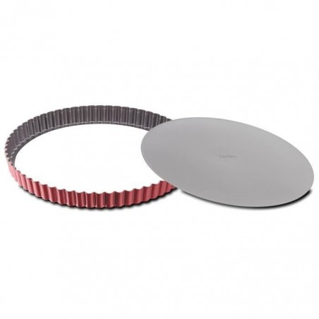 TEFAL Moule à tarte Delibake en acier - 28 cm - Rouge et gris - Fond amovible