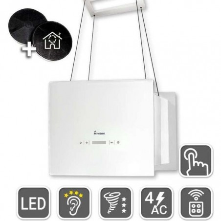 Hotte ôlot Hotte aspirante 40cm acier inoxydable verre blanc