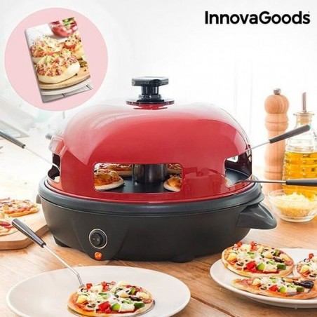 Four pour mini pizzas et 5 spatules avec son livre de recettes 700W Rouge Noir - Cuisson conviviale