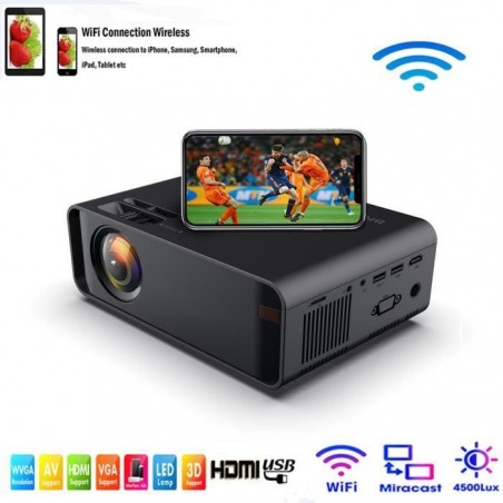 FULOZO® Mini Projecteur Wi-Fi - LED Projecteur Portable Avec 4000 Lumens Pr Smartphone iPhone-Samsung Projecteur HD 1080P HDMI