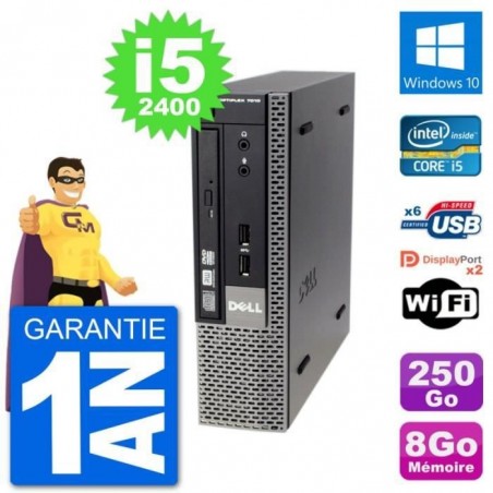 Ultra Mini PC Dell 7010 USFF i5-2400 RAM 8Go Disque Dur 250Go Windows 10 Wifi