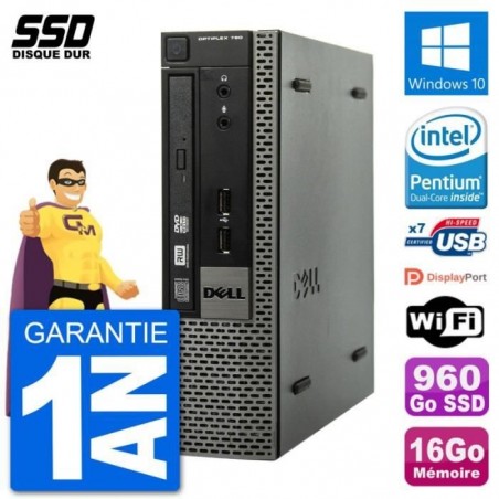 Ultra Mini PC Dell Optiplex 790 USFF G640 RAM 16Go SSD 960Go Windows 10 Wifi