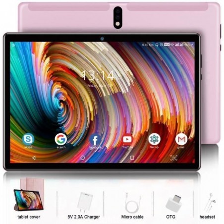 Tablette Tactile 10 Pouces-4G+64G-128G- Android 10.0 Certifié par Google GMS-GPS-Netflix-4G-WIF-8500mAh-Bluetooth -Rose