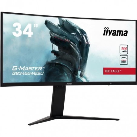 Ecran PC Gamer Incurvé - IIYAMA G-Master Red Eagle GB3466WQSU-B1 - 34 UWQHD - Dalle VA - 1 ms- 144 Hz - HDMI-DisplayPort -