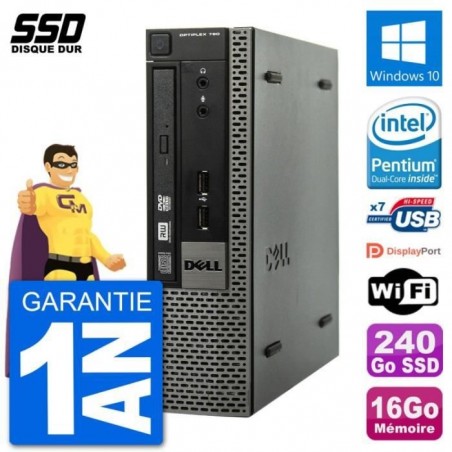 Ultra Mini PC Dell Optiplex 790 USFF G640 RAM 16Go SSD 240Go Windows 10 Wifi