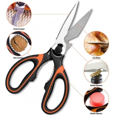 Ciseaux Cuisine Multifonctions Ciseaux De Cuisine Professionnel Acier Inoxydable Pour Poulet, Bouteille, Barbecue, Noix, Légumes