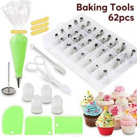 Douilles Pâtisserie,62 Pices Professionnel Poche à Douilles Patisserie DIY Kits Inoxydable Réutilisables pour Décoration de