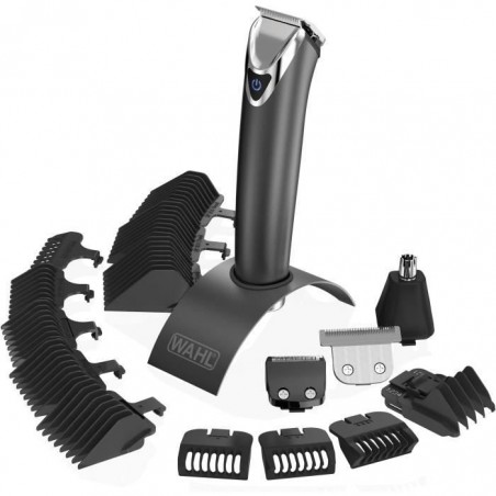 WAHL Tondeuse multifonction Stainless Steel Advanced 09864-016 - Tondeuse Lithium Ion made in EU - 4 têtes de coupe incluses