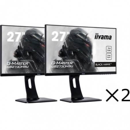 PACK 2 Écrans PC Gamer - IIYAMA G-Master Black Hawk GB2730HSU-B1 - 27 FHD - Dalle TN - 1ms - VGA-DisplayPort-HDMI - AMD FreeSync