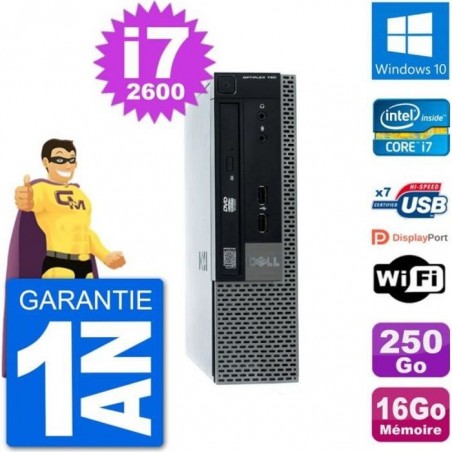 Ultra Mini PC Dell 790 USFF i7-2600 RAM 16Go Disque Dur 250Go Windows 10 Wifi