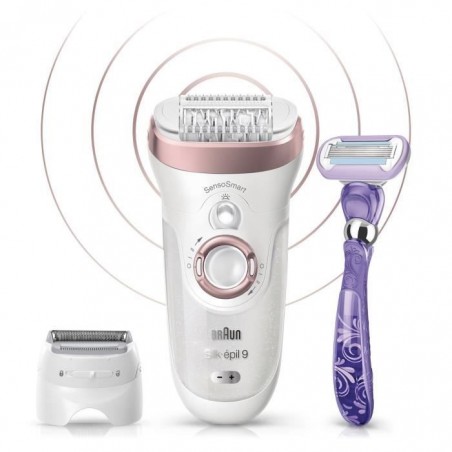 BRAUN Silk-épil 9 9 - 870 SensoSmart Epilateur électrique - 7 accessoires - Or et rose