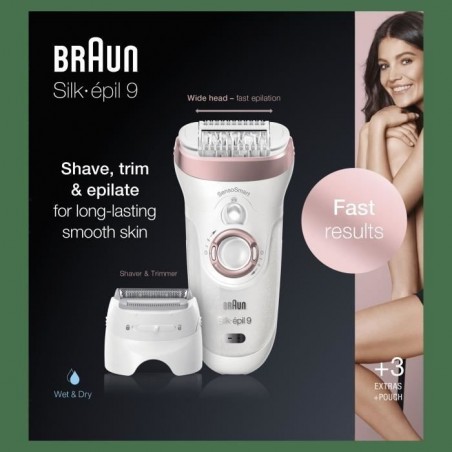 Braun Silk-épil 9 9-720 Épilateur - technologie Micro-Grip - tête 40 % plus large