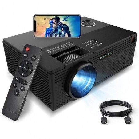 ONEMIX Vidéoprojecteur Full HD Supporte 1080p Mini Portable Rétroprojecteur Home Théâtre Cinéma Projecteur pour HDMI AV USB SD