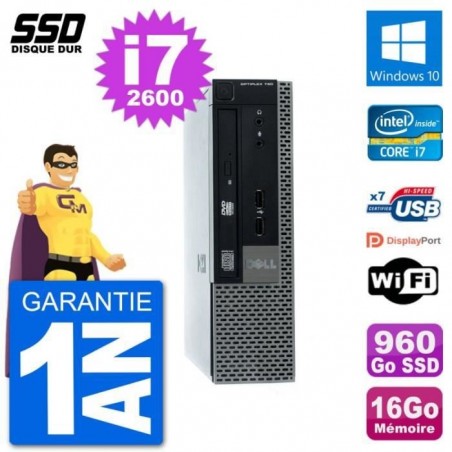 Ultra Mini PC Dell Optiplex 790 USFF i7-2600 RAM 16Go SSD 960Go Windows 10 Wifi