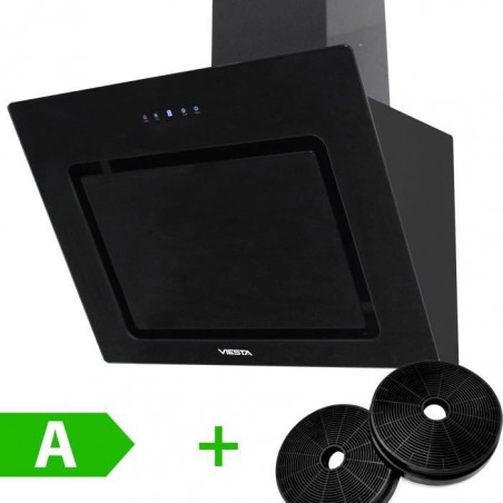 VIESTA DH600XD hotte de cuisson aspirante tête libre 60 cm en verre noir et acier inoxydable avec contrle tactile et LED