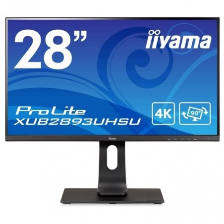 Ecran IIYAMA 28 Noir dalle IPS 16:9 3840x2160 300cd-m2 3ms DisplayPort HDMI HPs 4xUSB 13 cm pied régl en hauteur Pivot