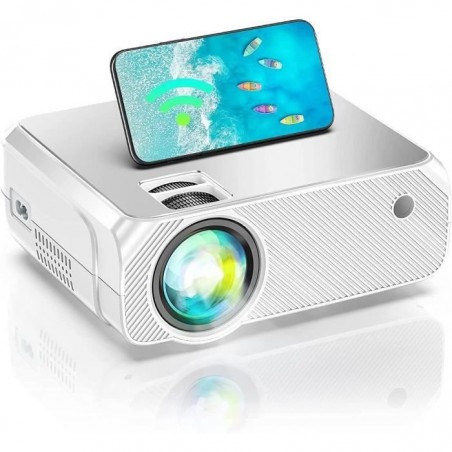 Projecteur WiFi, Projecteur de Film Portable, Projecteur extérieur Full HD 1080P Soutien, Projecteur vidéo pour iOS, Android,