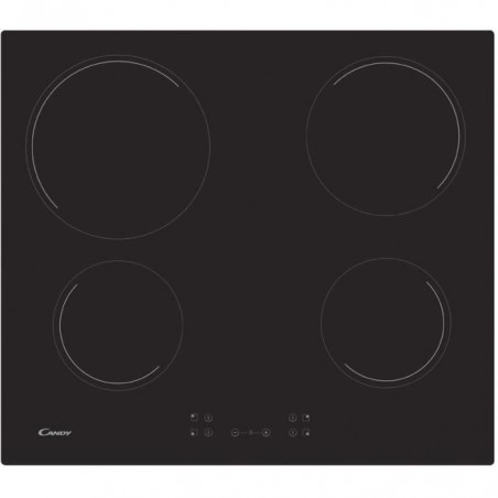 CANDY CH64CCB Plaque de cuisson vitrocéramique - 4 zones - 6500 W - L 56 x P 49 cm - Revêtement verre - Noir