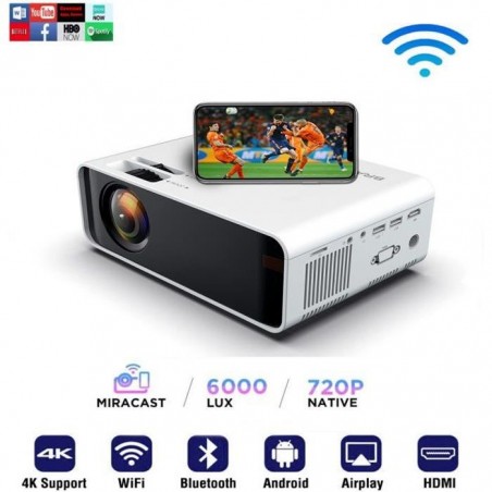 FULOZO® Android OS WiFi Vidéoprojecteur 1080P Full HD - Bluetooth Projecteur 7000 Lumens Support 4K Film-Vidéo En Ligne