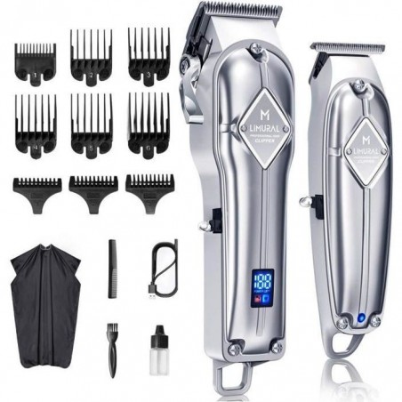 Tondeuse Cheveux professionnelle Tondeuse et Barbe Homme sans fil avec Ecran LCD Rechargeable 9 Sabots pour Hommes Femmes