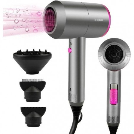 Sèche Cheveux INNOO TECH Electrique 2000W ions négatifs Vent chaud et froid 3 niveaux de chaleur avec 1 diffuseur 2