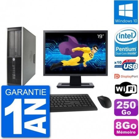 PC HP Compaq 6200 Pro SFF Ecran 19 G630 RAM 8Go Disque 250Go Windows 10 Wifi