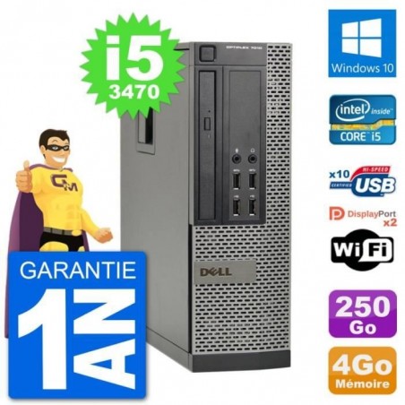 PC Dell 7010 SFF Intel Core i5-3470 RAM 4Go Disque Dur 250Go Windows 10 Wifi