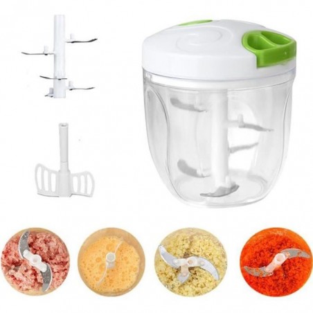 Fontic Mini Hachoir Manuel de 5-Lames à Viande, 900ml hachoir ail Manuel cuisine Machine à Couper Noix,Vanille,Aliments pour