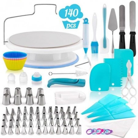 Plateau Tournant De Gâteau Kit De Pâtisserie Inclure Gâteaux Tournant Poches Et Cuisine Kit De Décoration De Gâteau (140Pcs-Set)