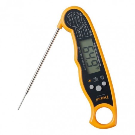 Deiss PRO Thermomètre Cuisine Digital - Sonde de Temperature Pliable - Avec Écran LED RétroÉclairage