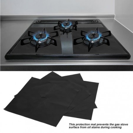 4pcs Plaque de cuisson à gaz universel Protection d'écran, Protection Cuisinière à gaz plaque de cuisson réutilisable ABI27