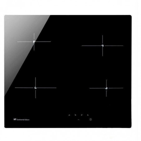 CONTINENTAL EDISON CECP104RP2 Plaque de cuisson vitrocéramique - 4 zones - 6000 W - L 59 x P 52 cm - Revêtement verre - Noir