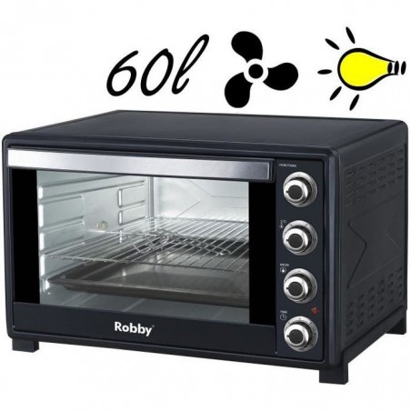 Four multifonction chaleur tournante 60l 2200w noir - OVEN 60L - ROBBY