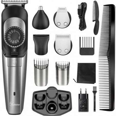 HATTEKER Tondeuse Barbe Tondeuses Cheveux et Précision pour Hommes Sans Fil Tondeuse pour Nez 5 en 1