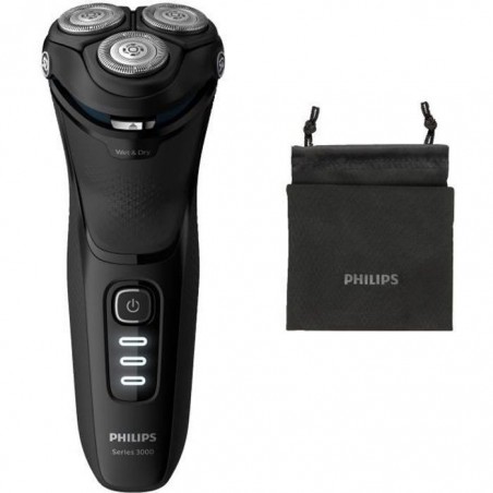 PHILIPS S3233-52 Rasoir électrique Series 3000 100% - 27 lames auto-affûtées - 5 directions + Trousse de voyage