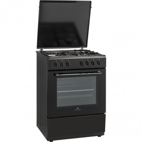 CONTINENTAL EDISON - Cuisinière mixte 3 gaz + 1 électrique - four multifonction catalyse 65L - L60 x H85cm - Noir