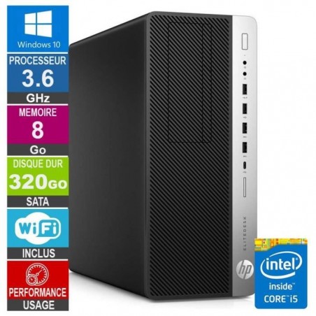 PC HP EliteDesk 800 G3 TWR i5-6500 3.60GHz 8Go-320Go Wifi W10