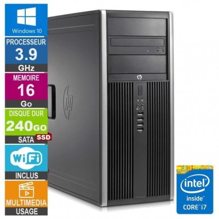 PC HP Elite 8300 CMT i7-3770 3.90GHz 16Go-240Go SSD Wifi W10